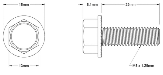 M8x25mm 316 SS Flange Bolt + O-ring - EXTREMEGEAR - ExtremeGear.org