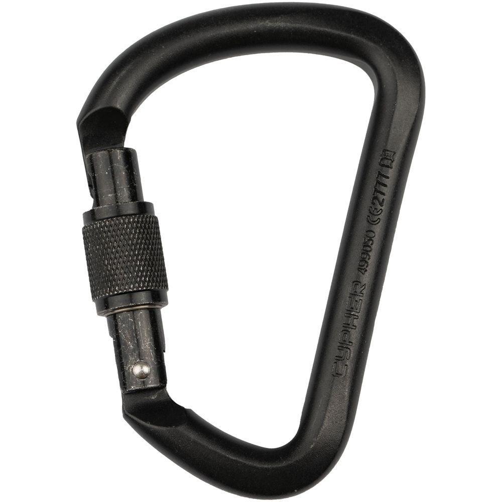 Large Locking 'D' Steel Carabiner - Black